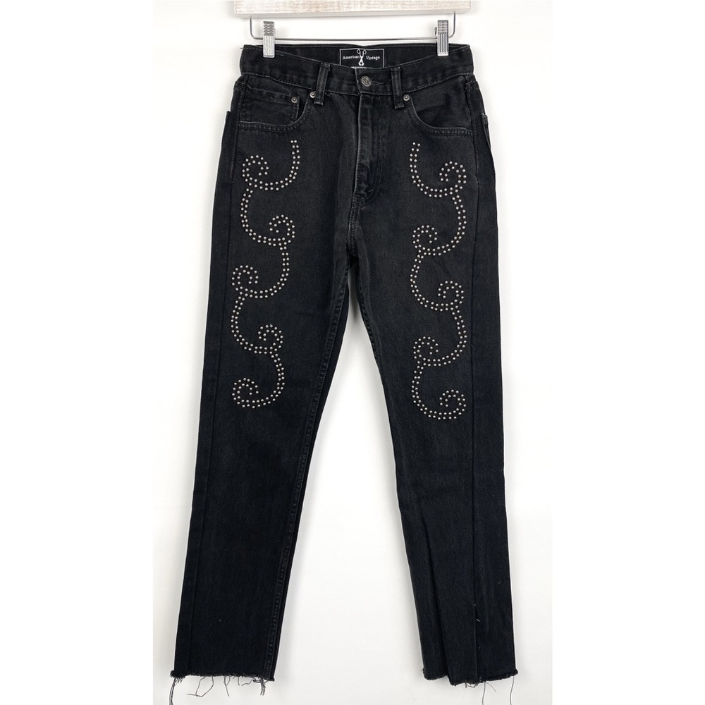 Levis‎ American Vintage Womens Straight Jeans 27 Black Studded Biker Grunge Goth